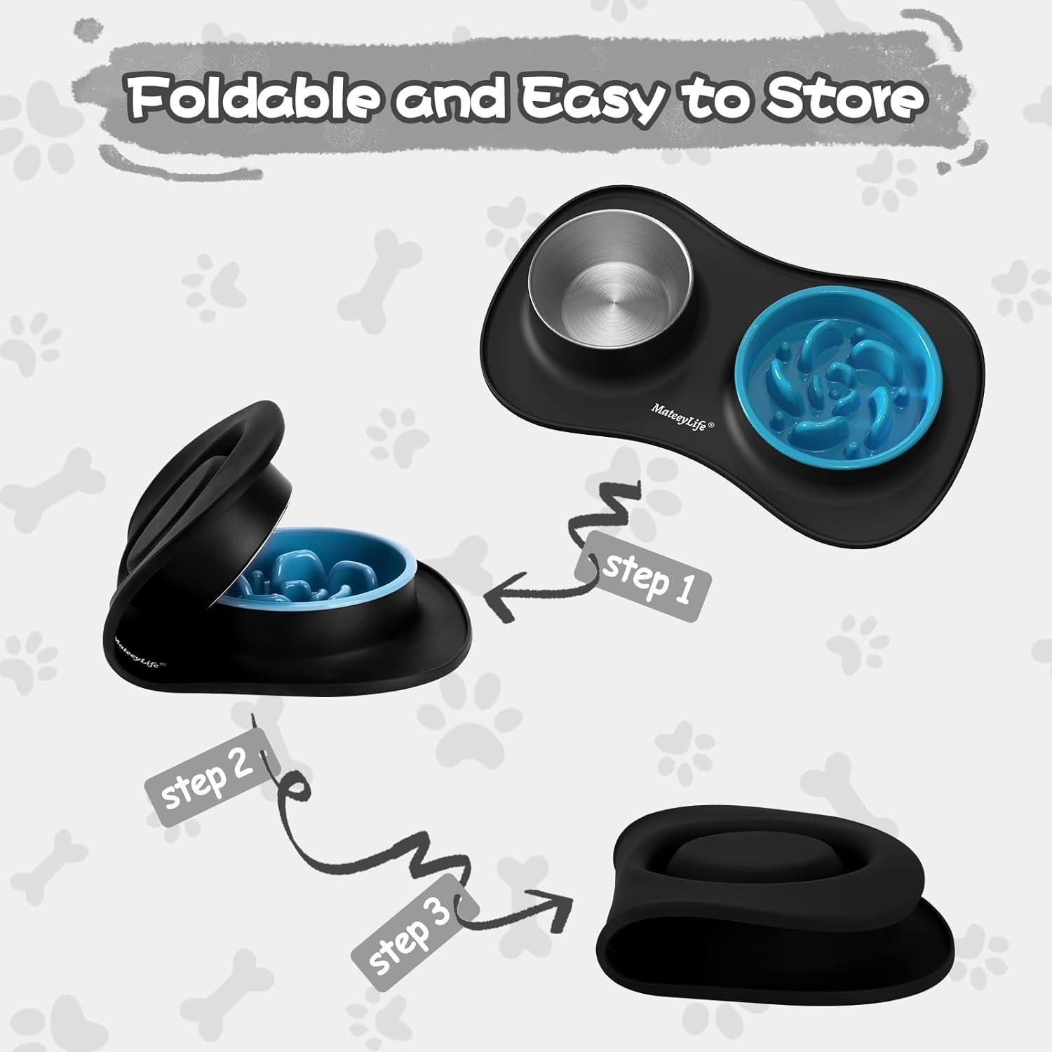 Juego de Platos para Perros MateeyLife 3 en 1 Antideslizante