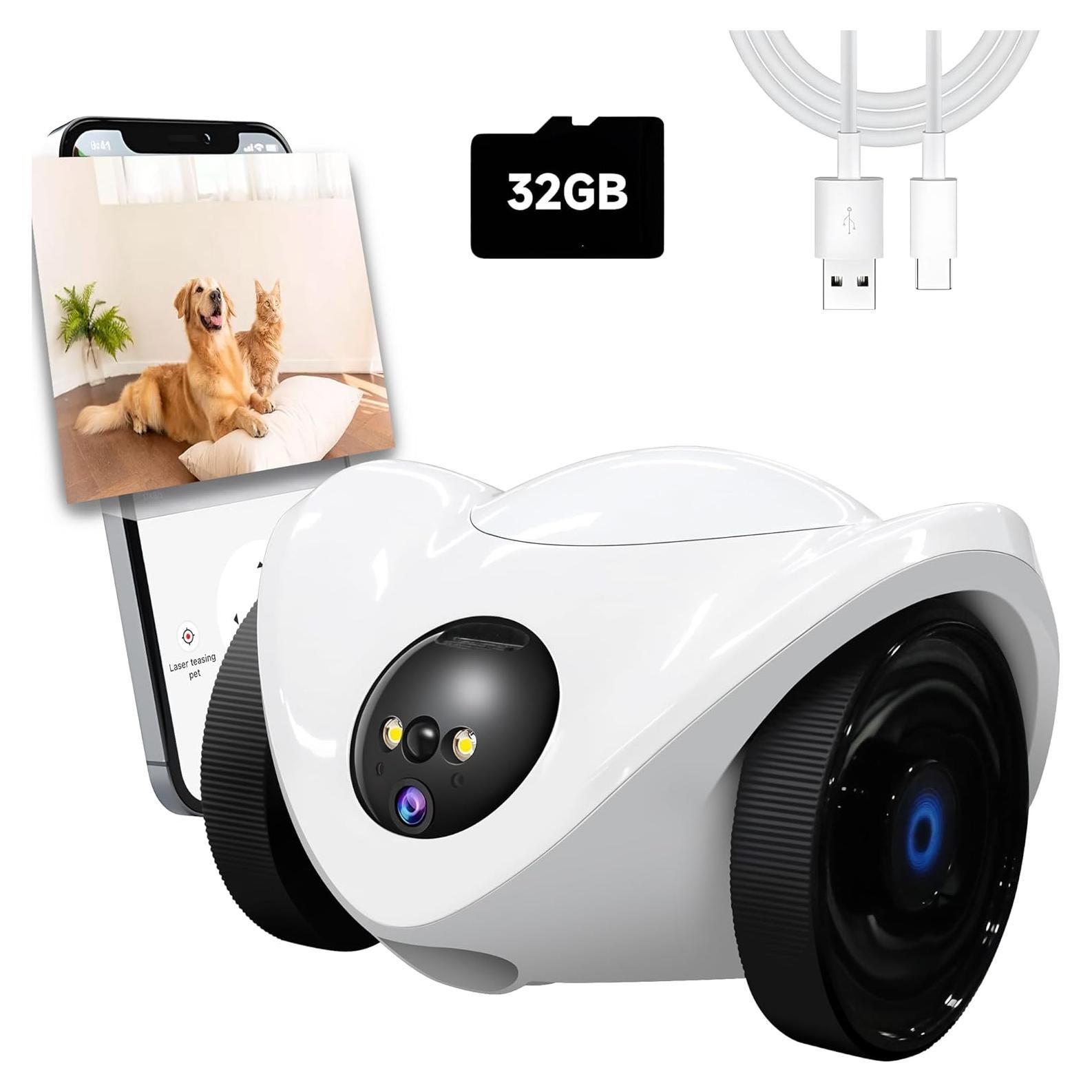 Dispensador de golosinas para mascotas OROMVO con cámara 1080P