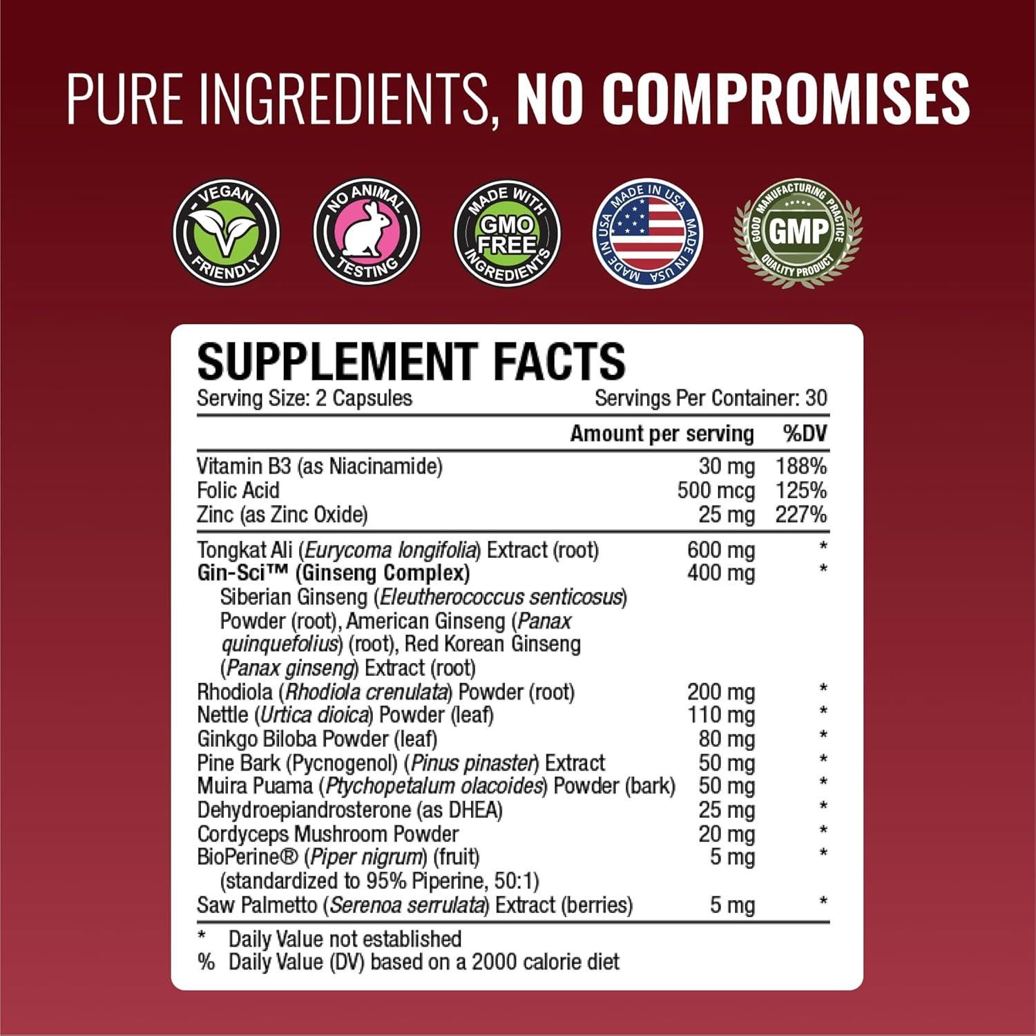 Suplemento Mejora Masculina Aprobado Ciencia 60 Cápsulas Veganas