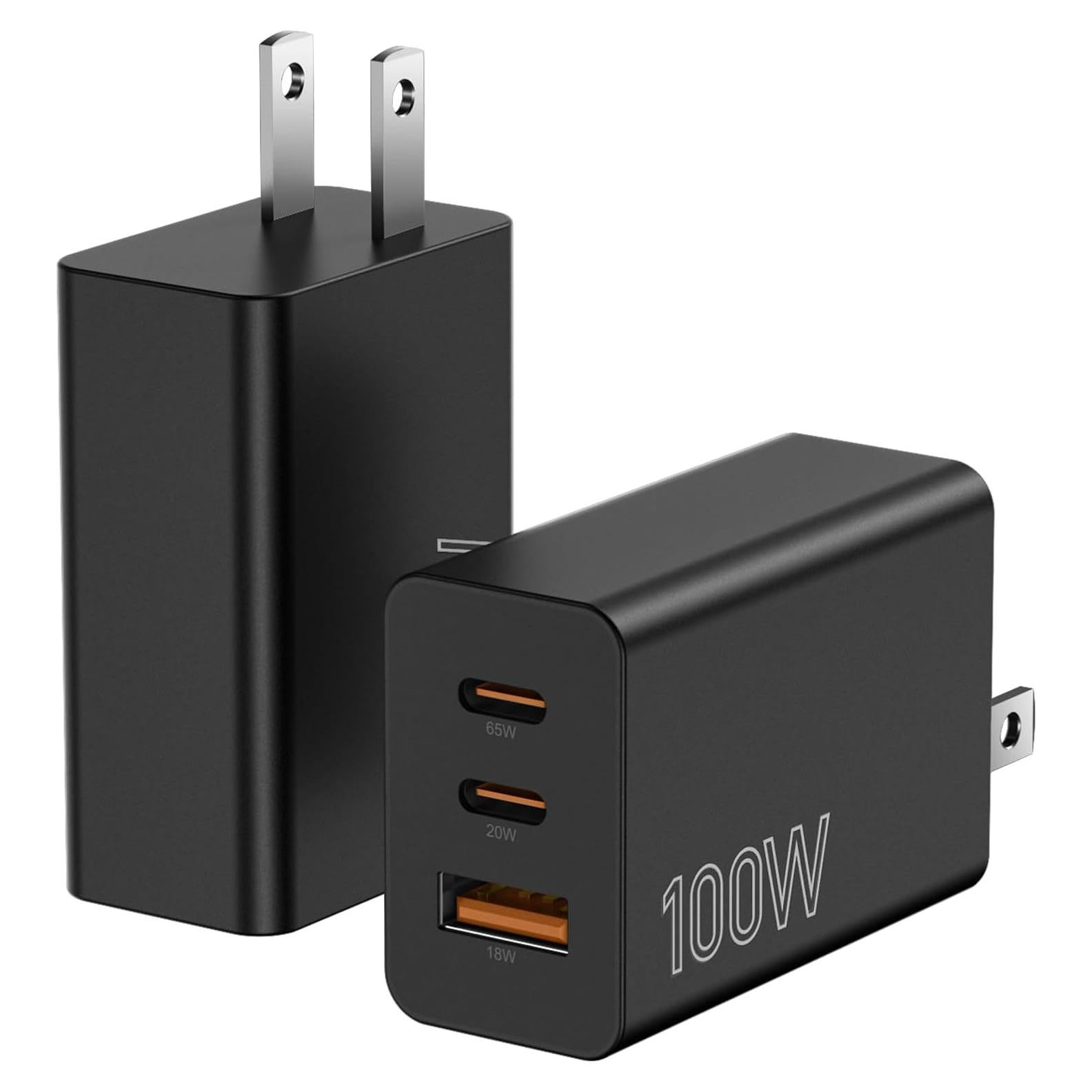 Cargador USB-C 100W 3 Puertos Rápido SHENZHEN - Negro