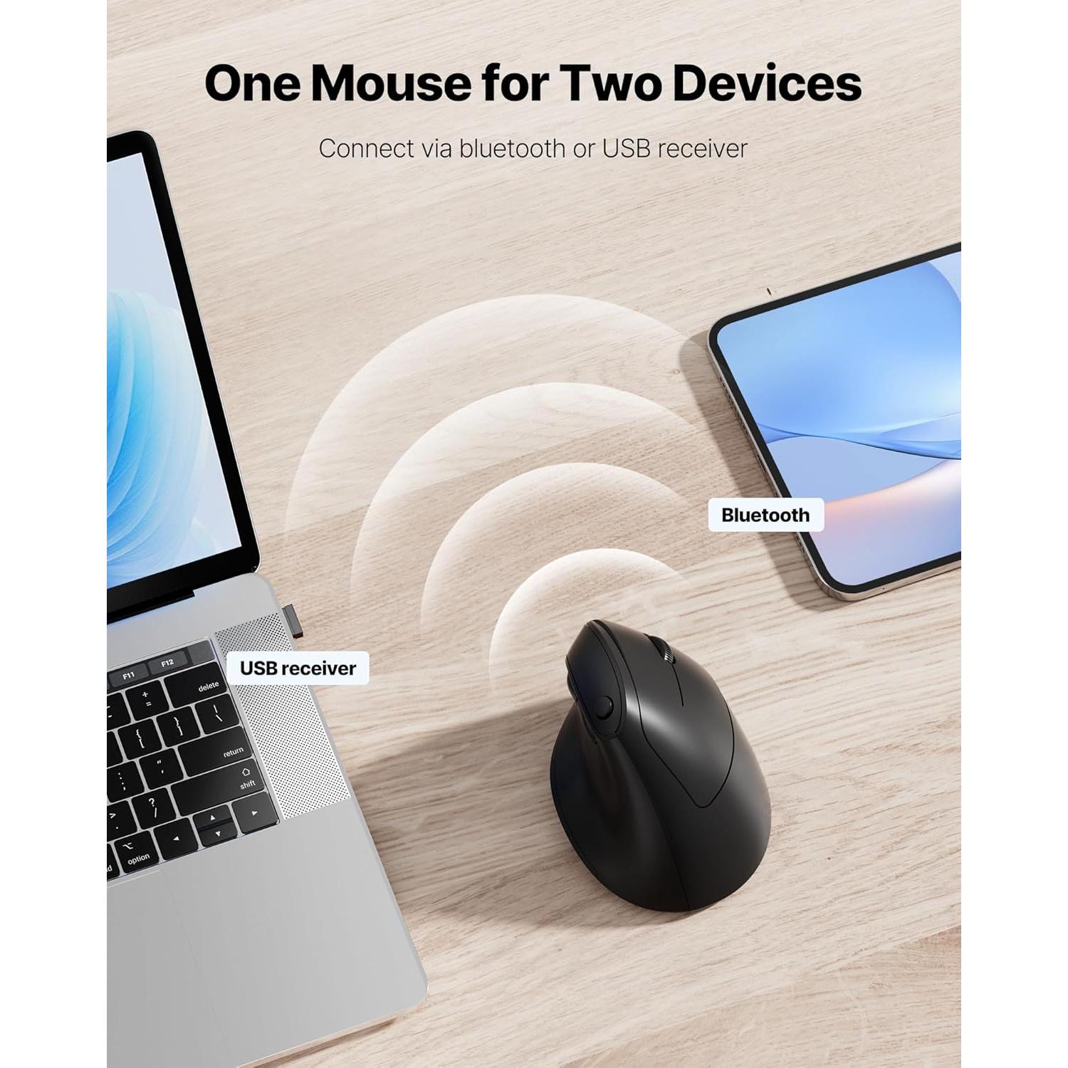 Ratón Ergonómico Blervadix G903 Inalámbrico 1000/2400 DPI Negro