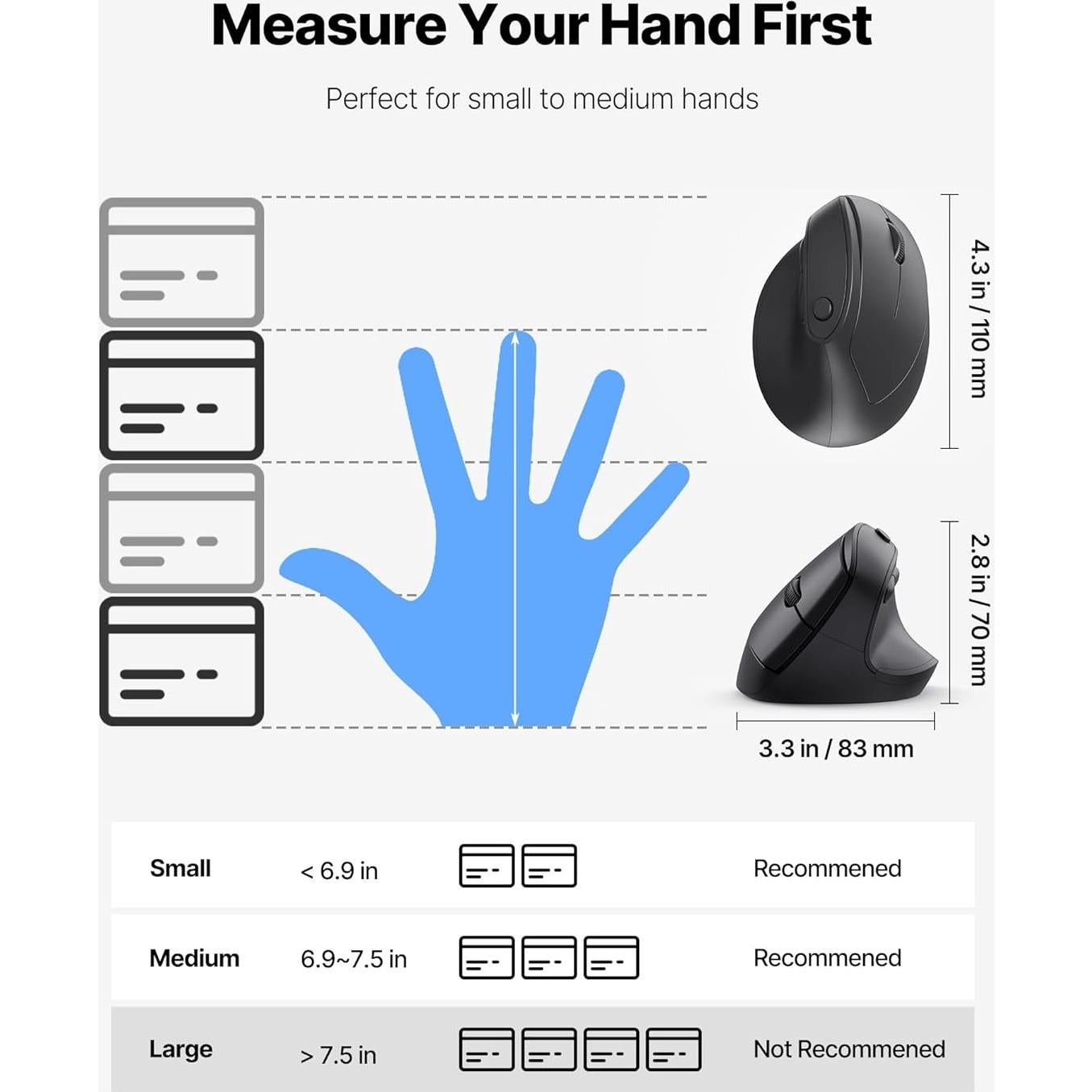 Ratón Ergonómico Blervadix G903 Inalámbrico 1000/2400 DPI Negro