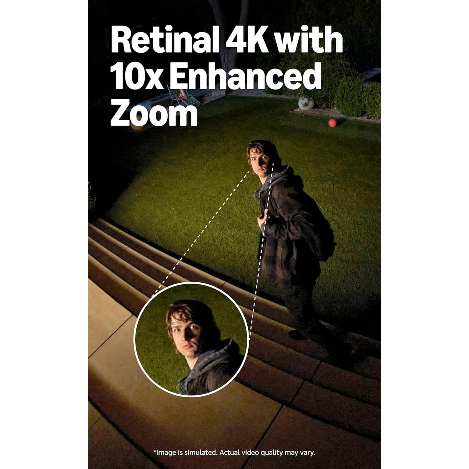 Ring Spotlight Cam Pro, Plug-in (newest model), Home or business security, Retinal 4K with wide-angle video, 10x Enhanced Zoom, and 600 Lumen Spotlights, White