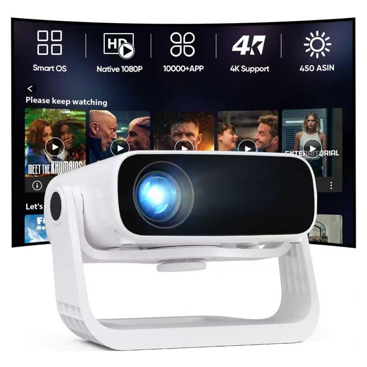 Proyector Inteligente Wielio 2025 Nativo 1080P WiFi Bluetooth 4K