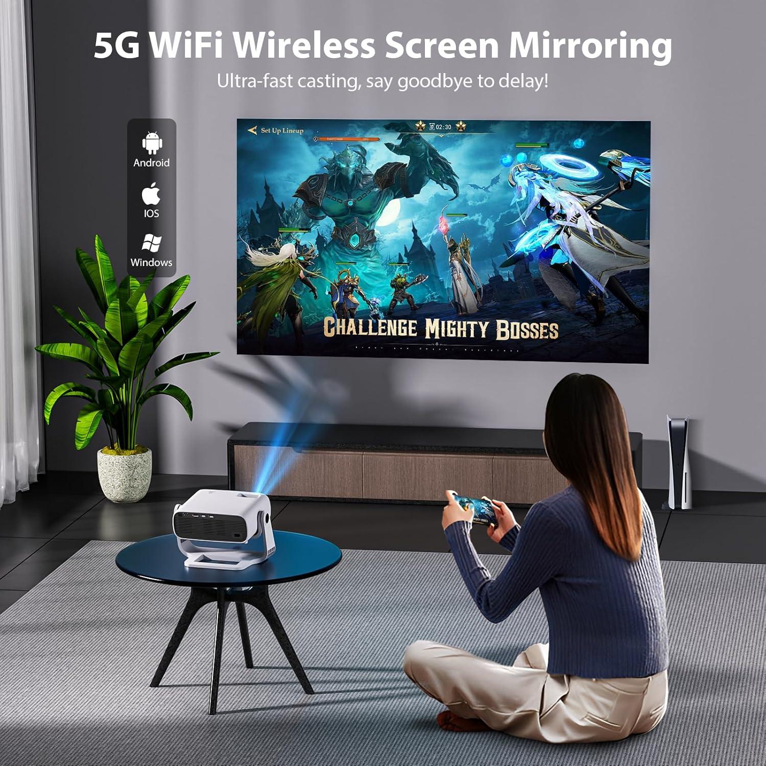 Proyector Inteligente Wielio 2025 Nativo 1080P WiFi Bluetooth 4K