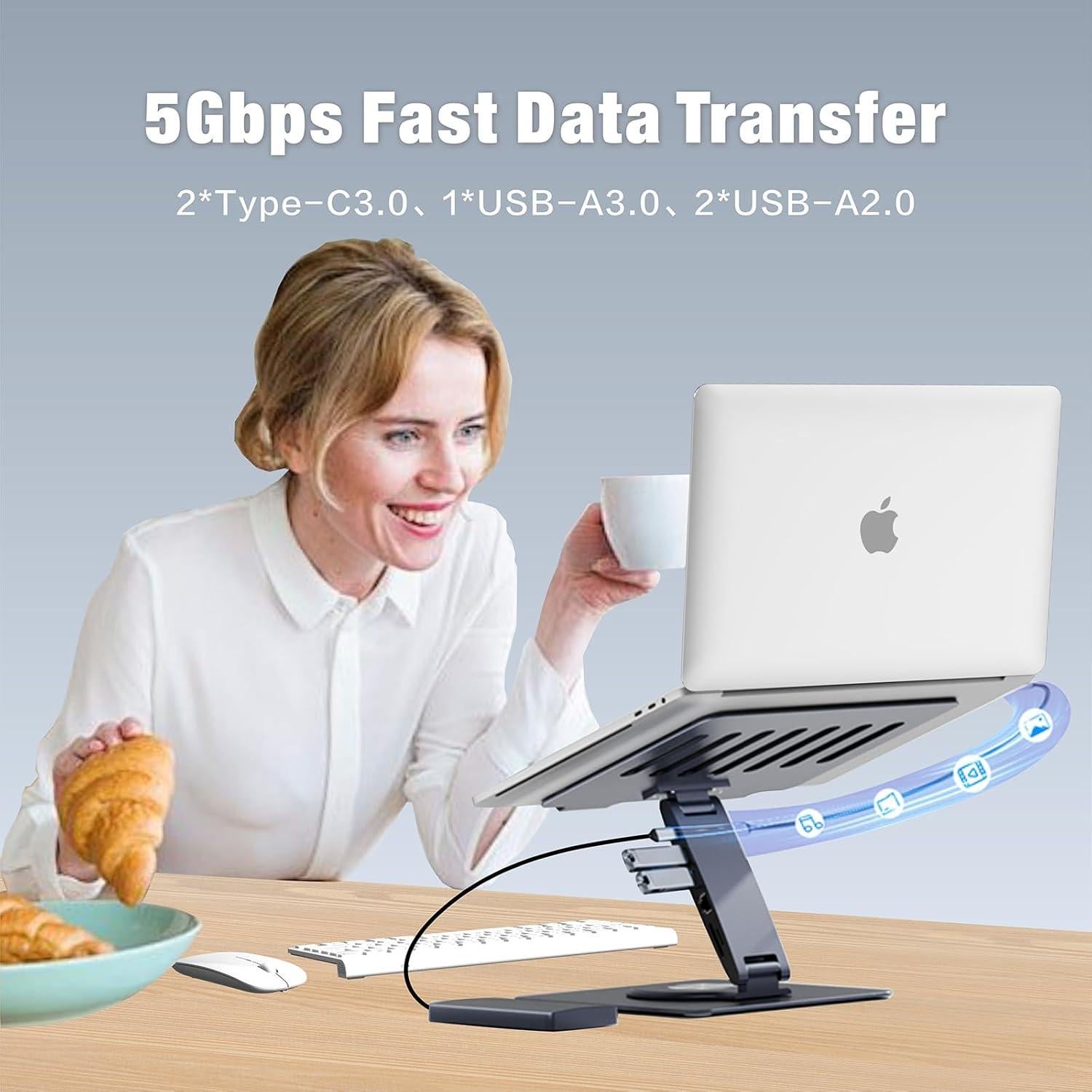 Soporte de Laptop Ajustable Hanchen 11-en-1 USB-C 4K HDMI