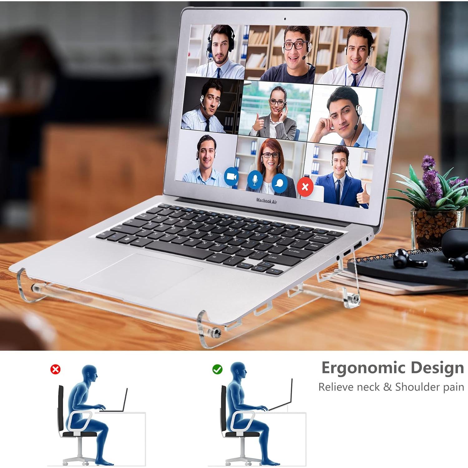 Soporte de Acrílico para Laptop QUPIVA 25.1x22.1 cm Ergonómico