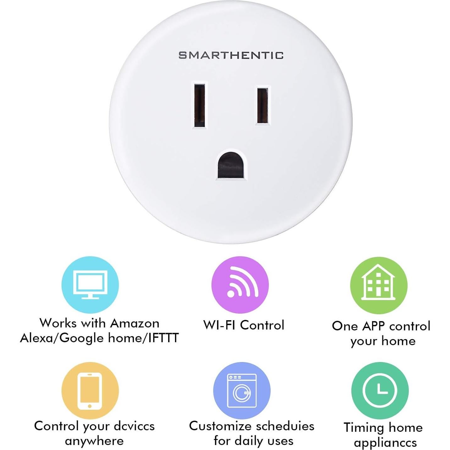 Enchufe Inteligente Smarthentic WiFi 10A Control Remoto