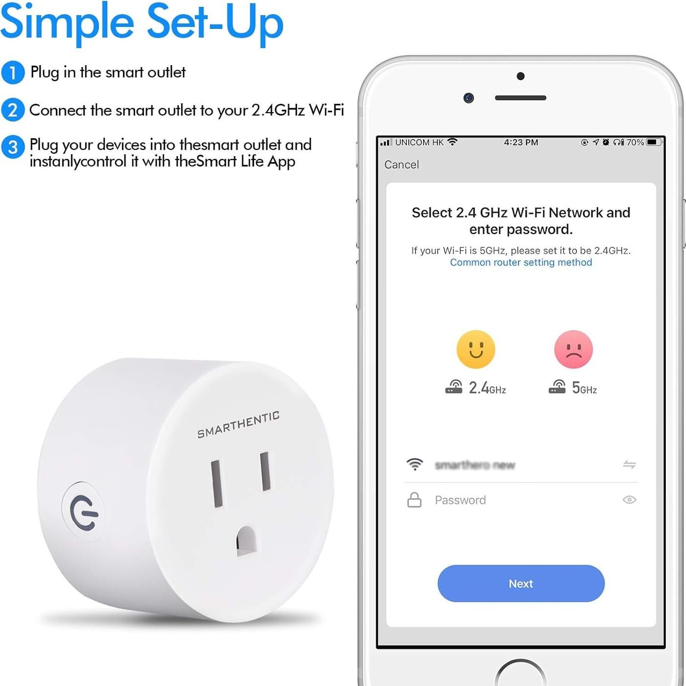 Enchufe Inteligente Smarthentic WiFi 10A Control Remoto