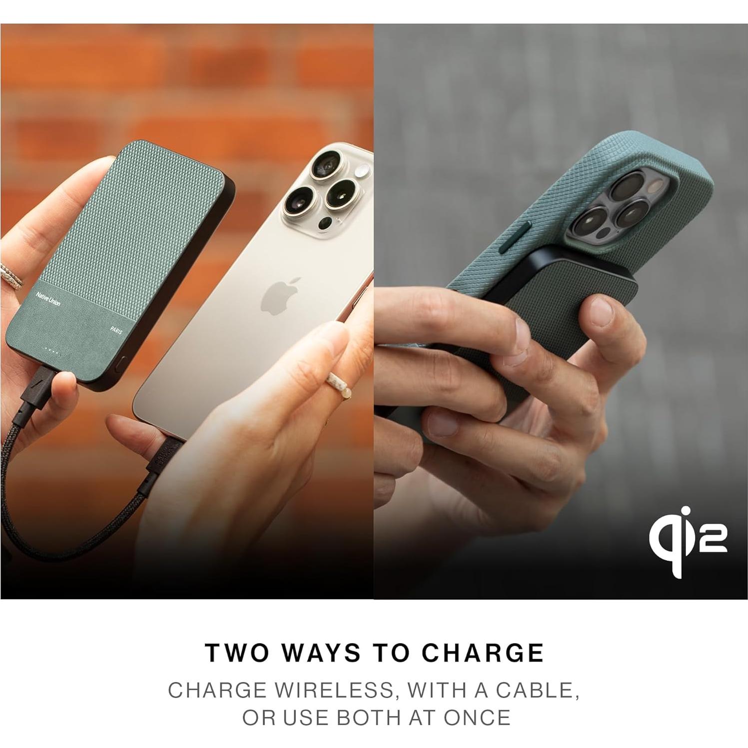 Banco de Poder Native Union (Re)Classic 5000mAh Qi2 MagSafe Verde