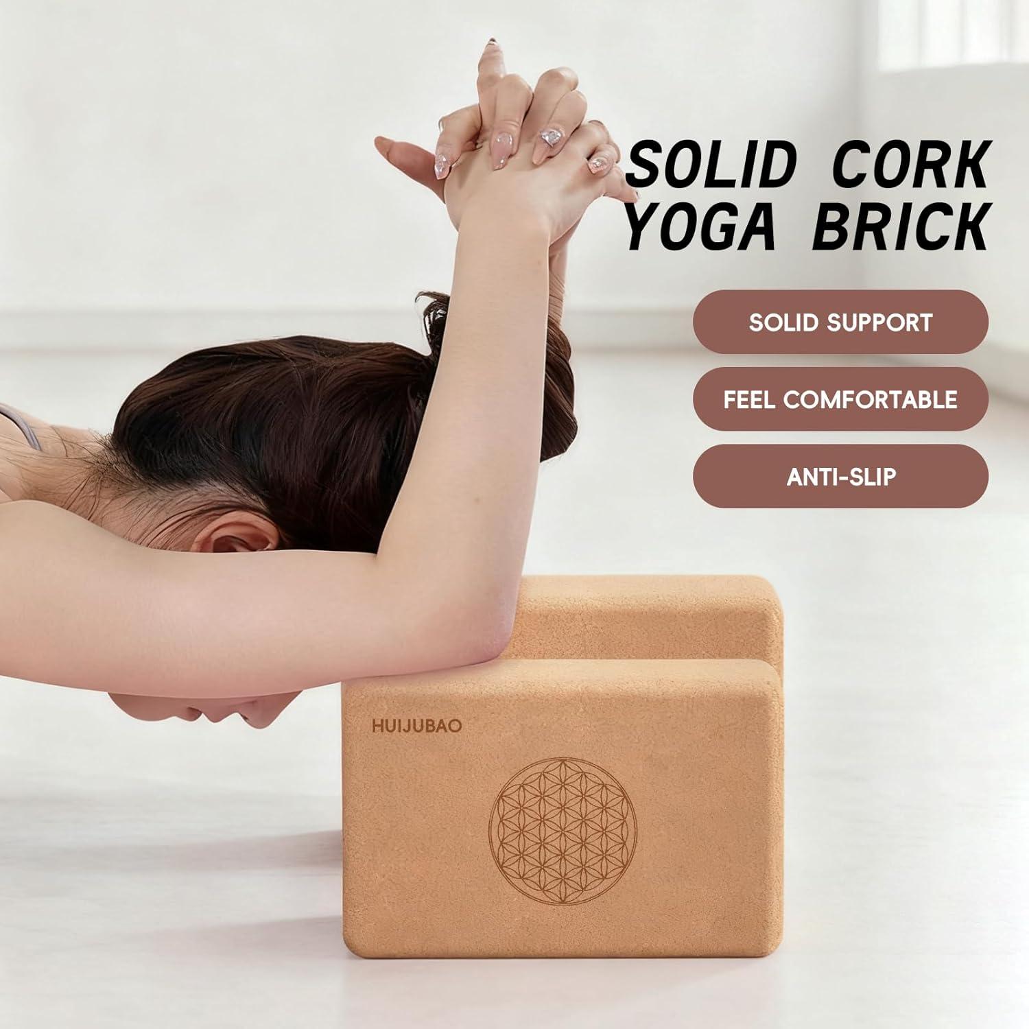 Bloque de Yoga de Corcho HUIJUBAO Antideslizante 22.86x15.24x7.62 cm