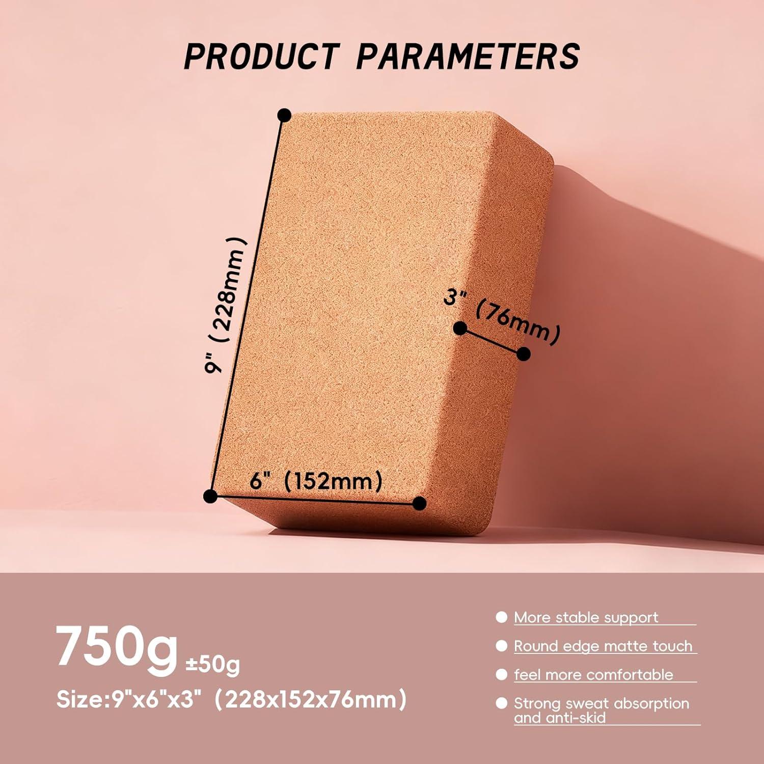 Bloque de Yoga de Corcho HUIJUBAO Antideslizante 22.86x15.24x7.62 cm