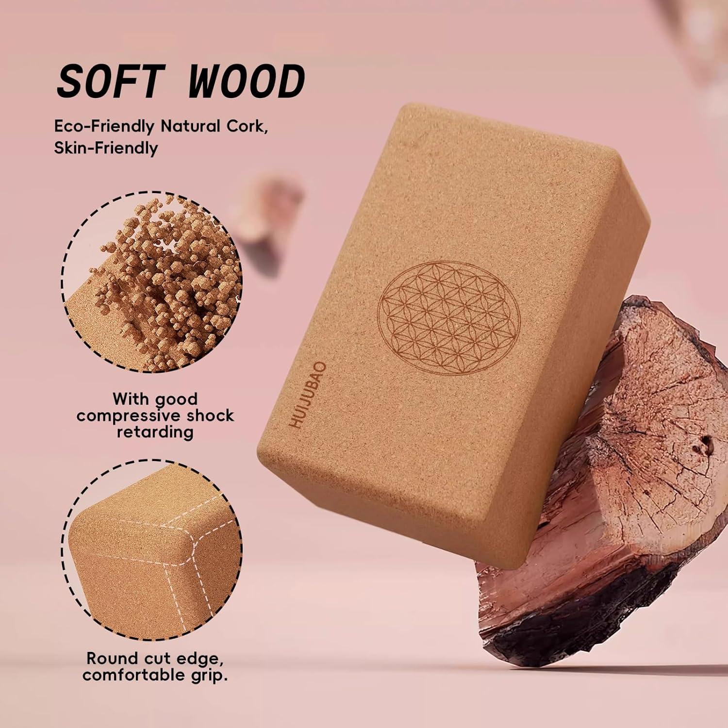 Bloque de Yoga de Corcho HUIJUBAO Antideslizante 22.86x15.24x7.62 cm