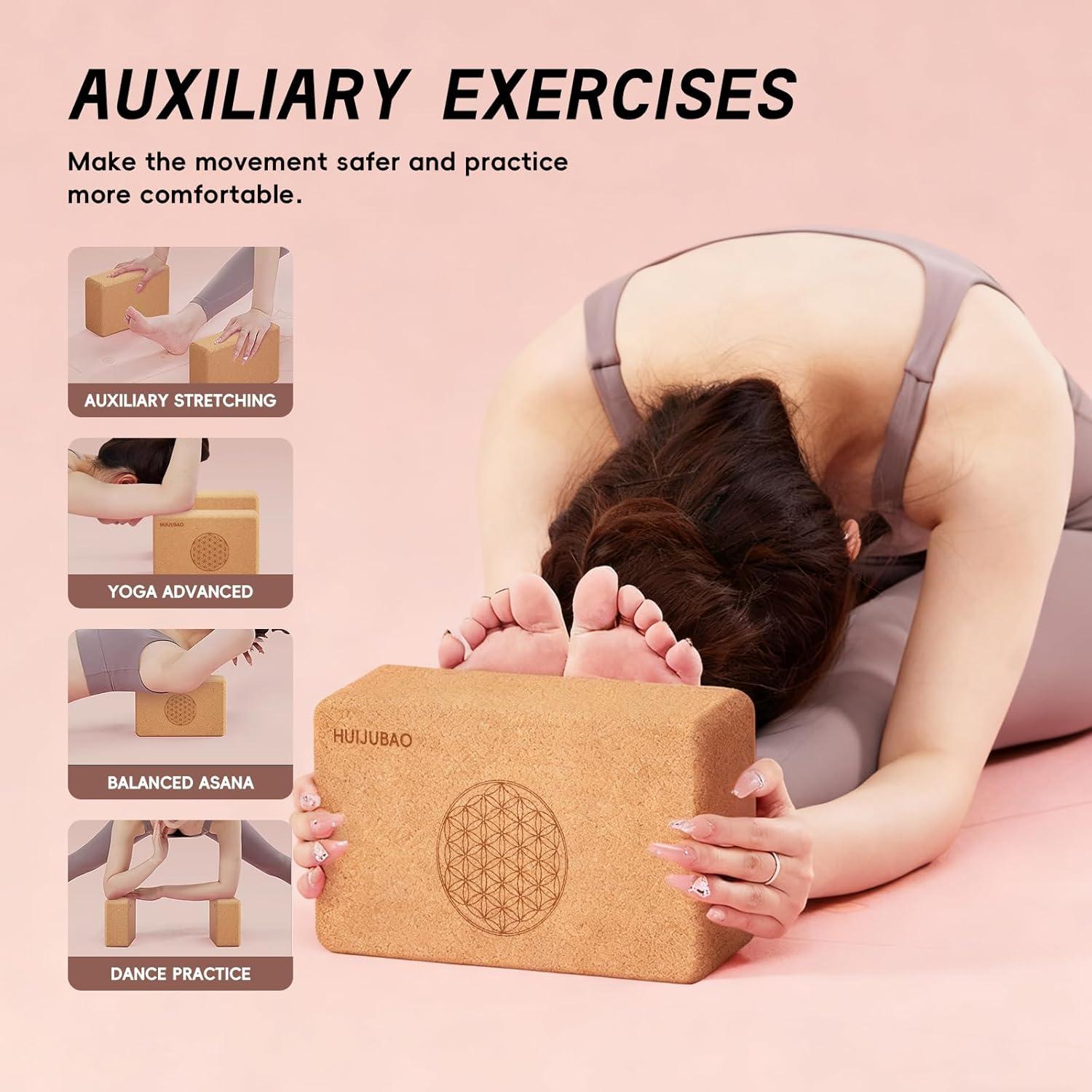 Bloque de Yoga de Corcho HUIJUBAO Antideslizante 22.86x15.24x7.62 cm