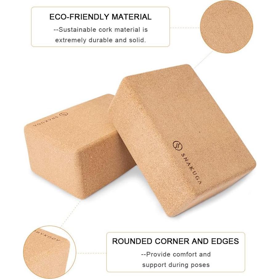 Alfombrilla de Yoga Plegable SNAKUGA + Bloque de Corcho 2 Pack