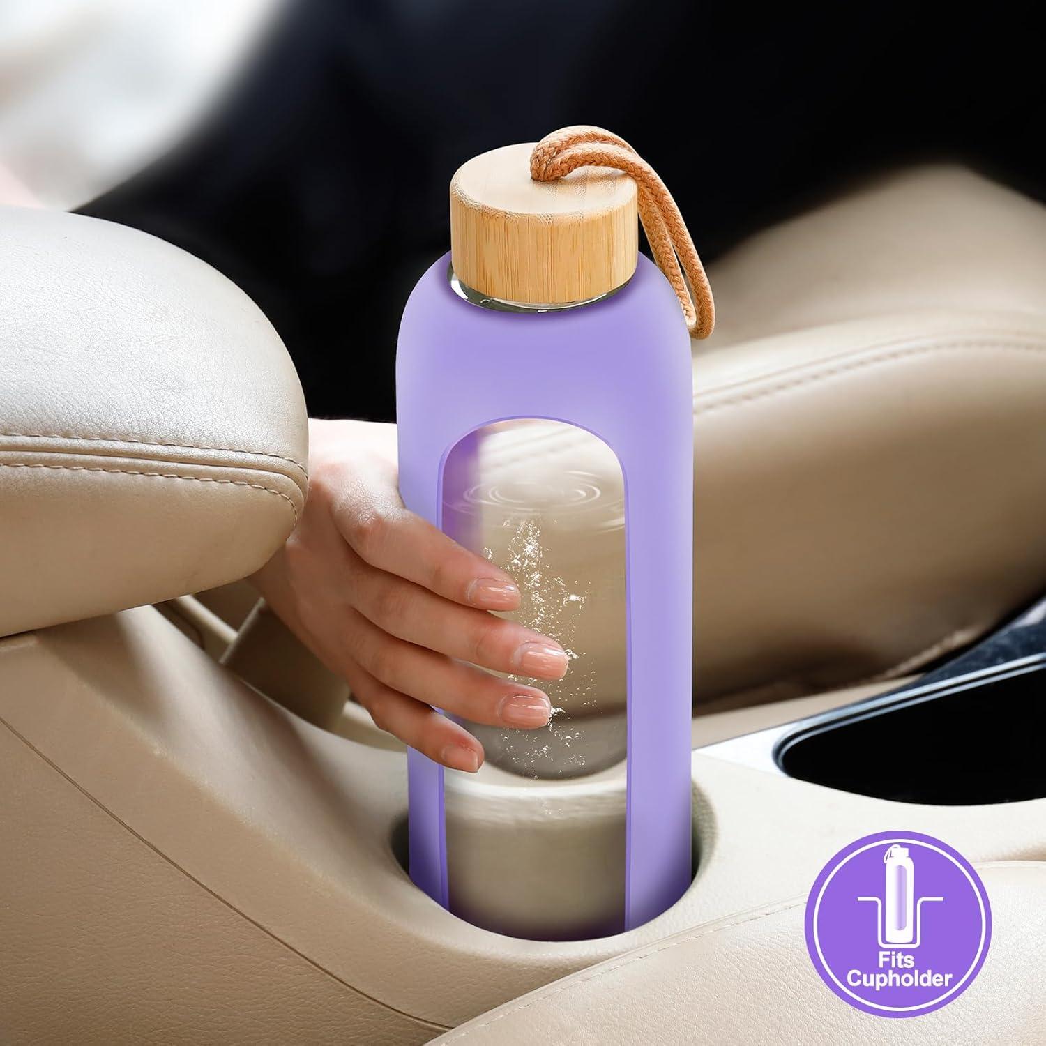 Botella de Agua de Vidrio OxyFlask 1 Litro con Pajilla y Tapas