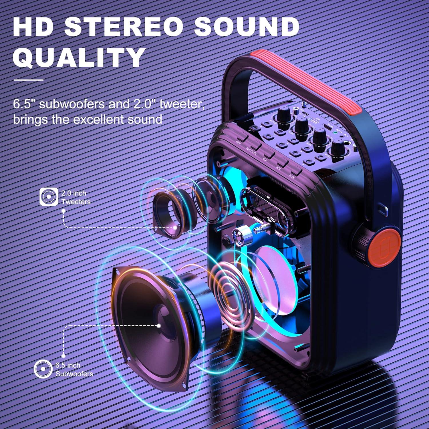 Máquina de Karaoke JYX-66 con 2 Micrófonos Inalámbricos y Bluetooth