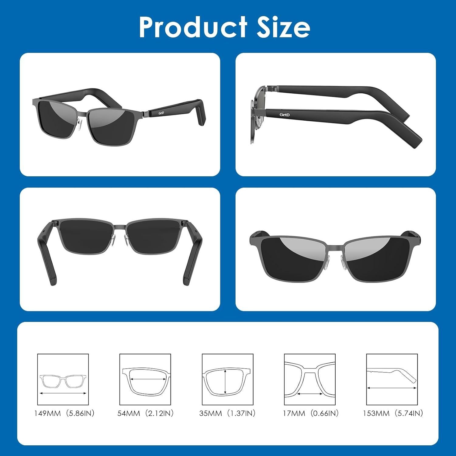 Gafas de Sol Inteligentes GetD con Bluetooth y Control de Voz