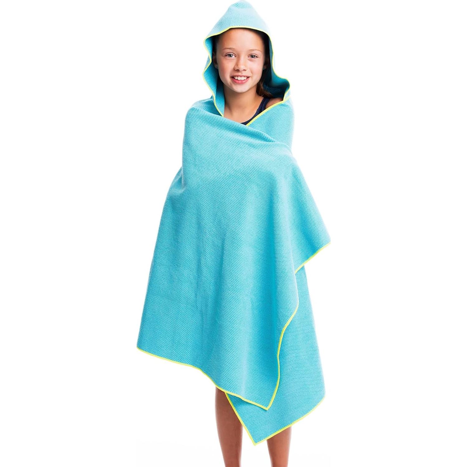 Toalla de Secado Rápido Flow con Capucha - Microfibra Azul