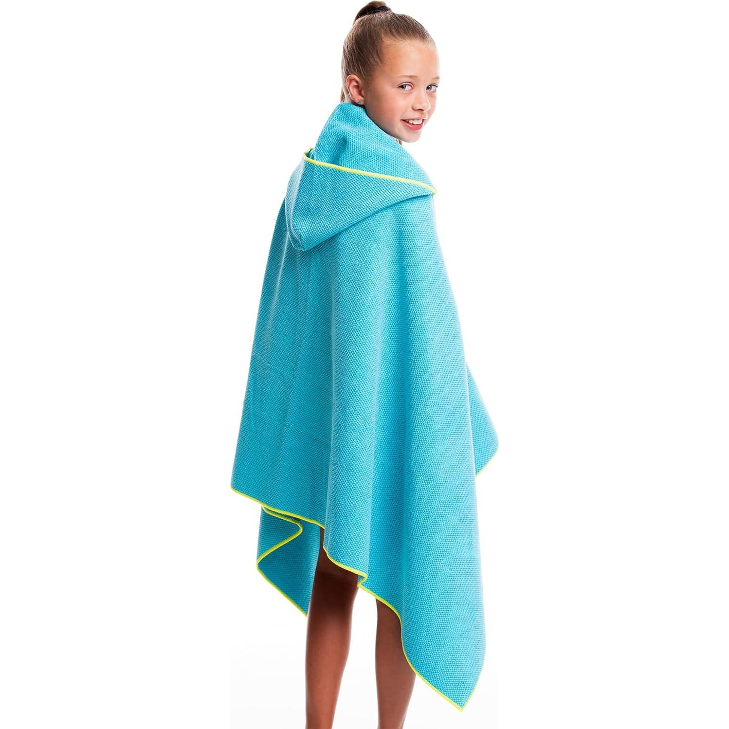 Toalla de Secado Rápido Flow con Capucha - Microfibra Azul