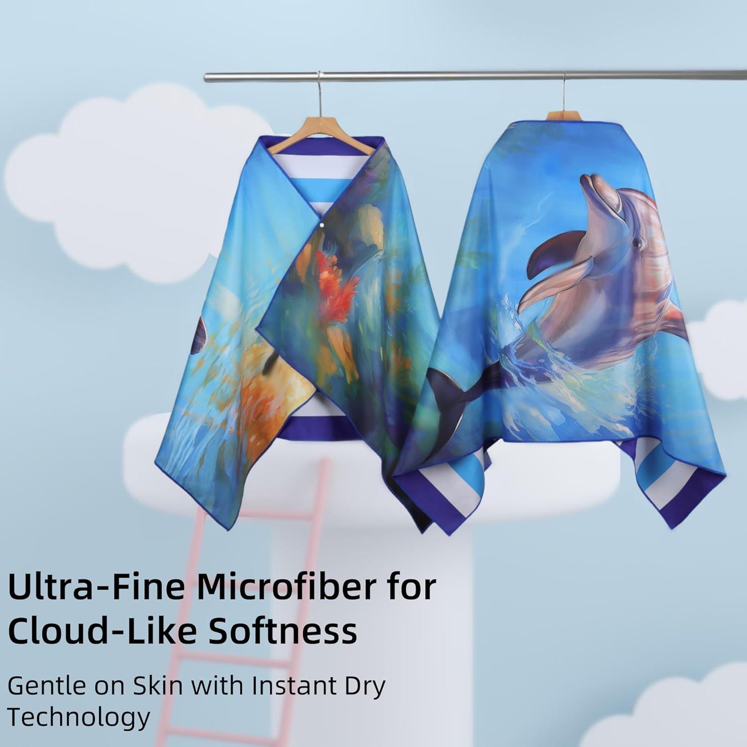 Toallas de Playa Microfibra Cxtoweley 178x89cm 2 Paquete Delfín