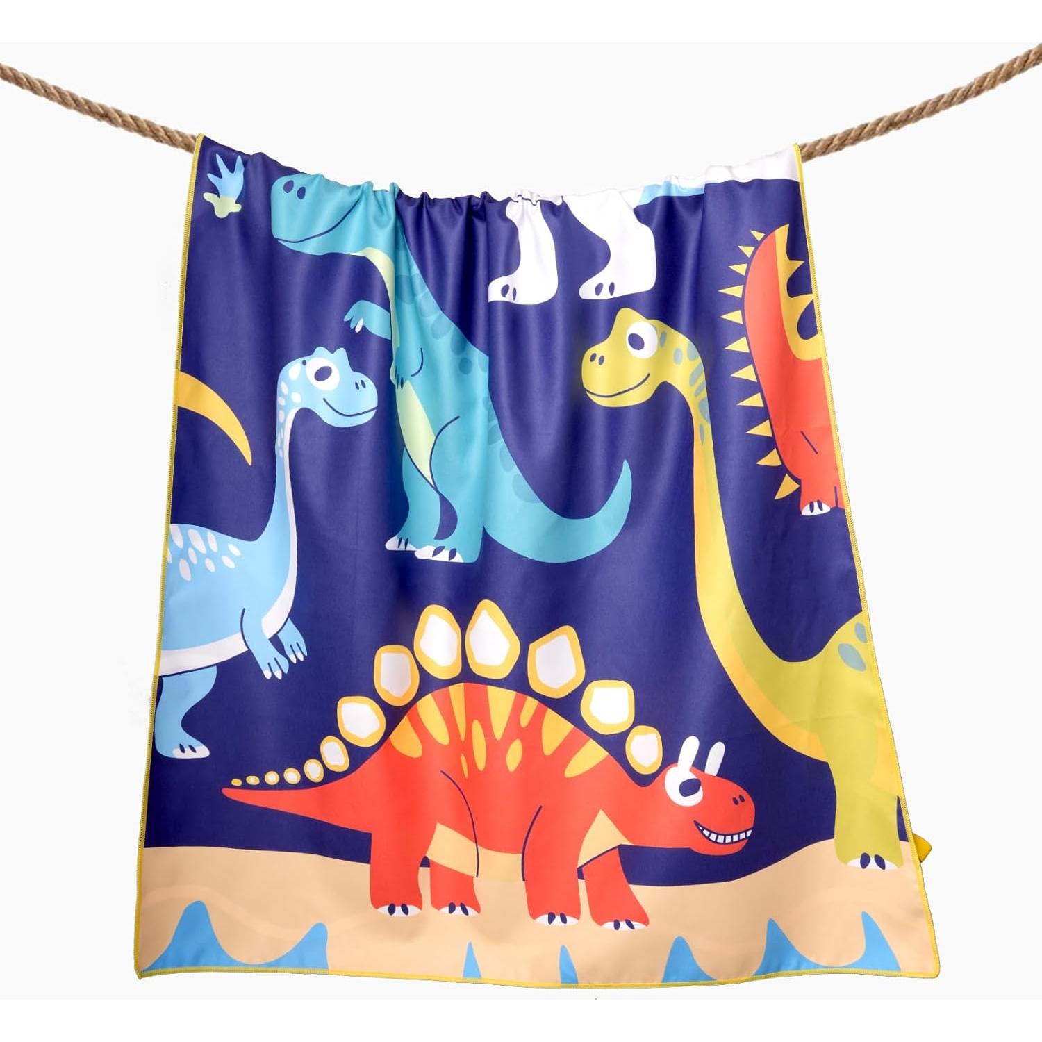 Toalla de Playa Microfibra Eunzel Dinosaurio Colorido 152x76cm