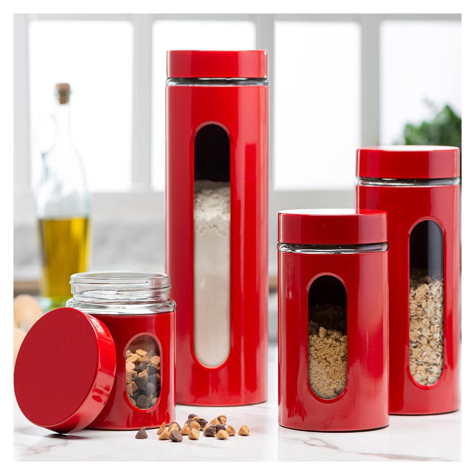 Juego de 4 tarros de acero inoxidable herméticos 1.3L