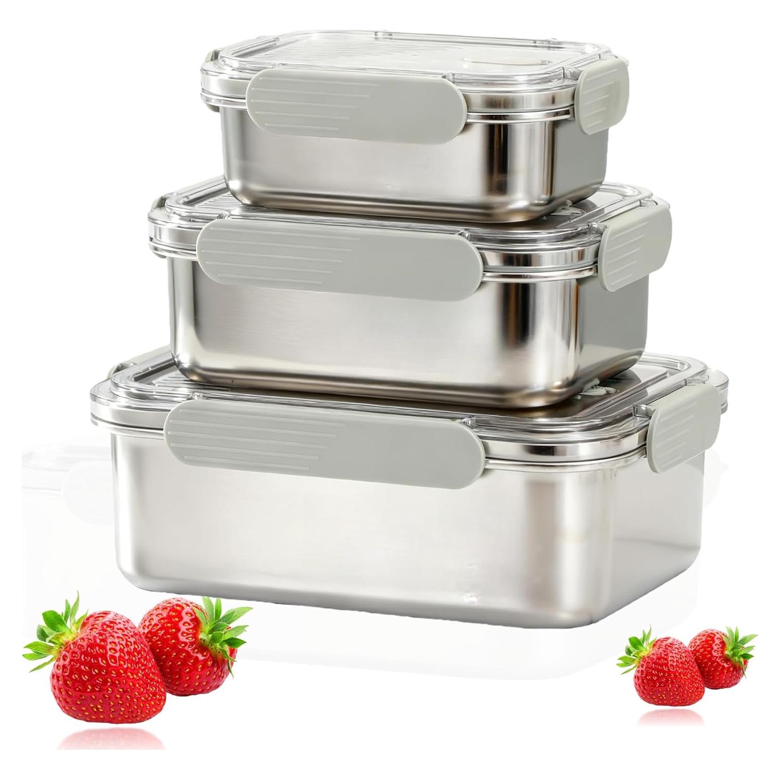 Juego de 3 Contenedores de Almacenamiento Hommiya 650/1300/2400 ml