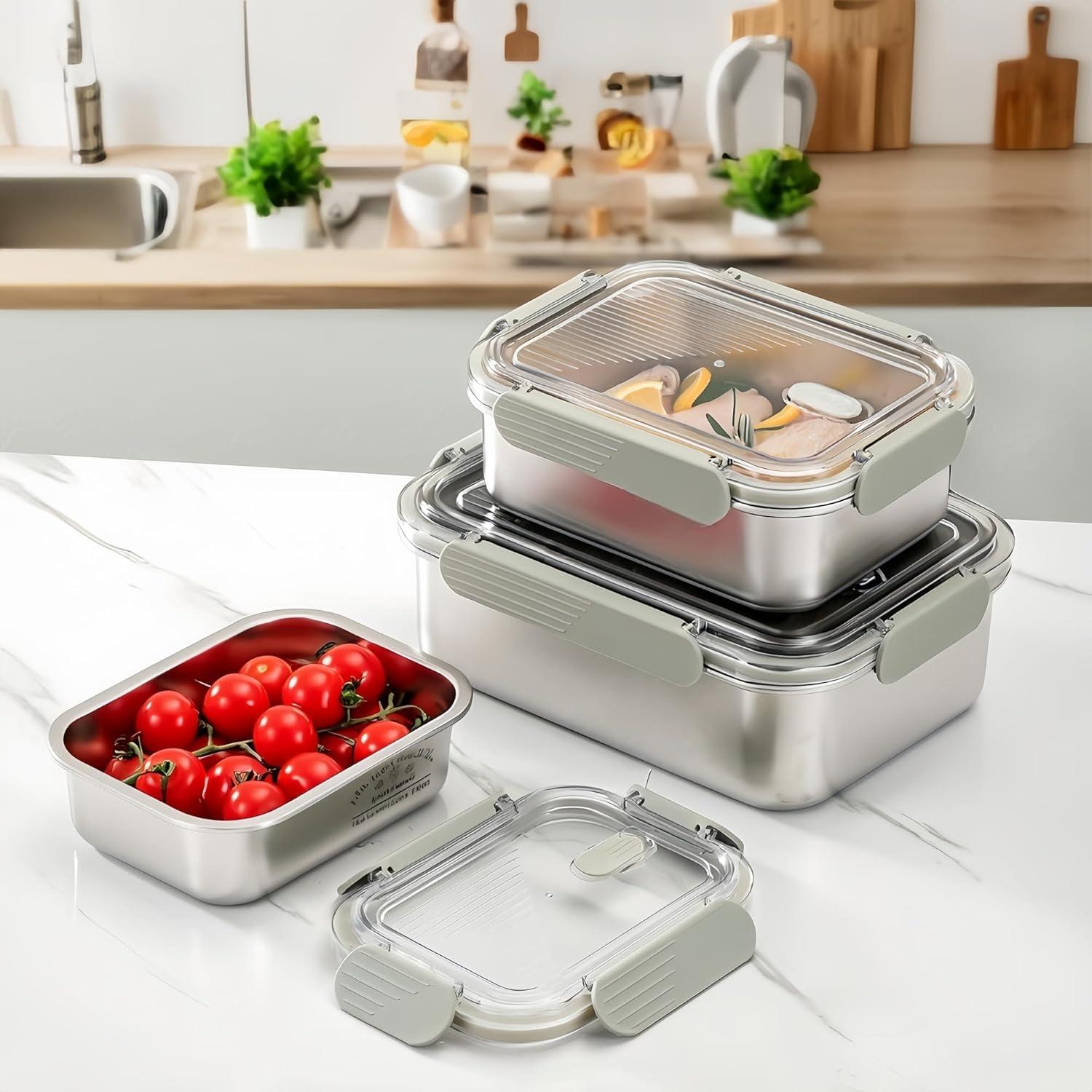 Juego de 3 Contenedores de Almacenamiento Hommiya 650/1300/2400 ml