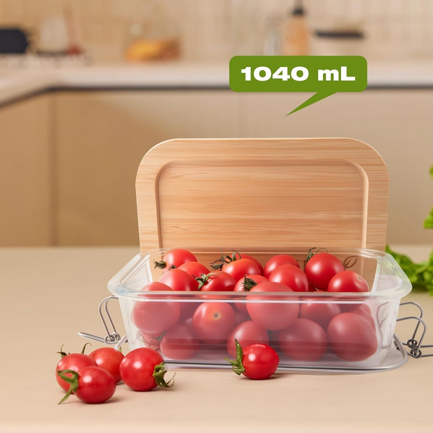 Set de 4 Contenedores de Vidrio Hermético JUST VEGAN 1L