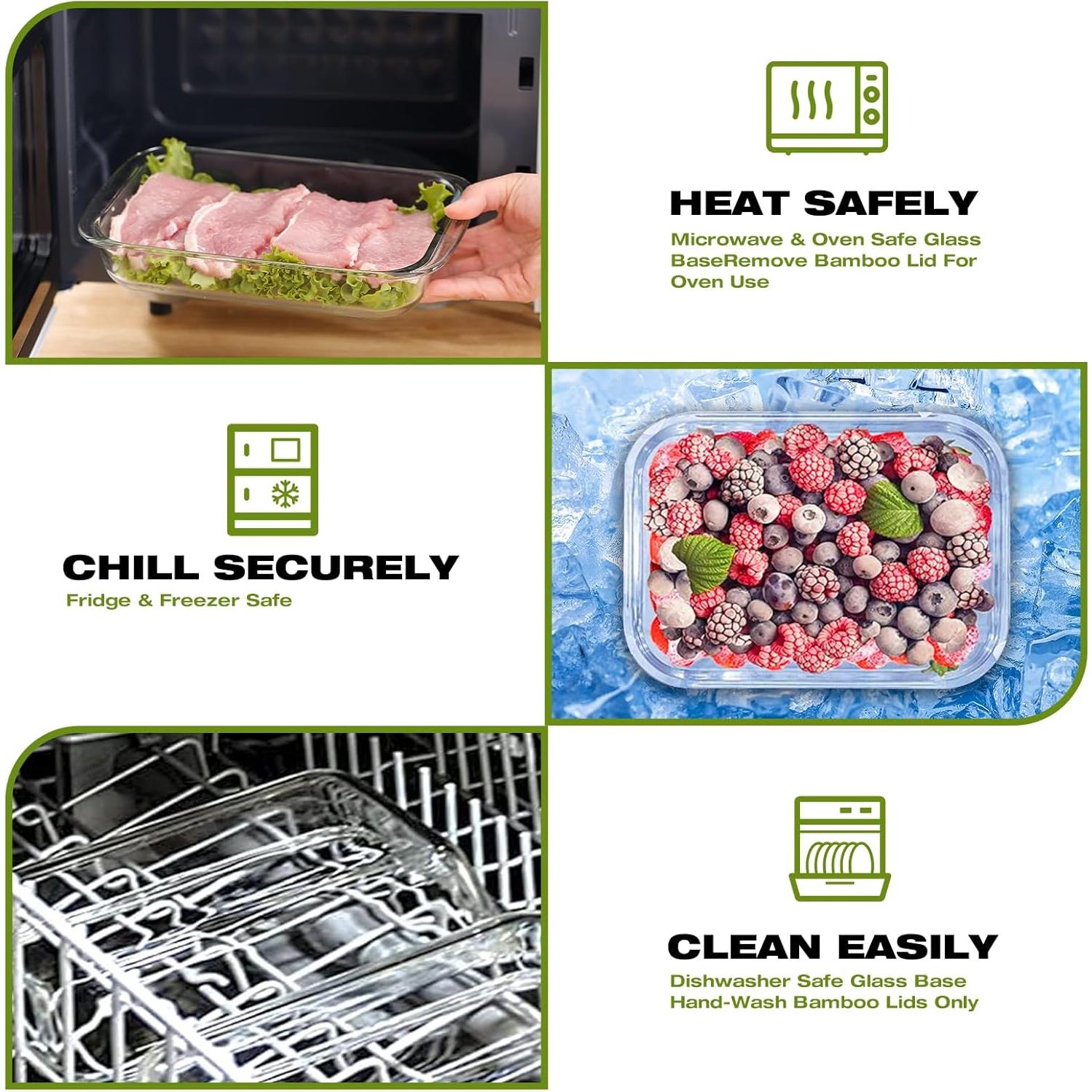 Set de 4 Contenedores de Vidrio Hermético JUST VEGAN 1L