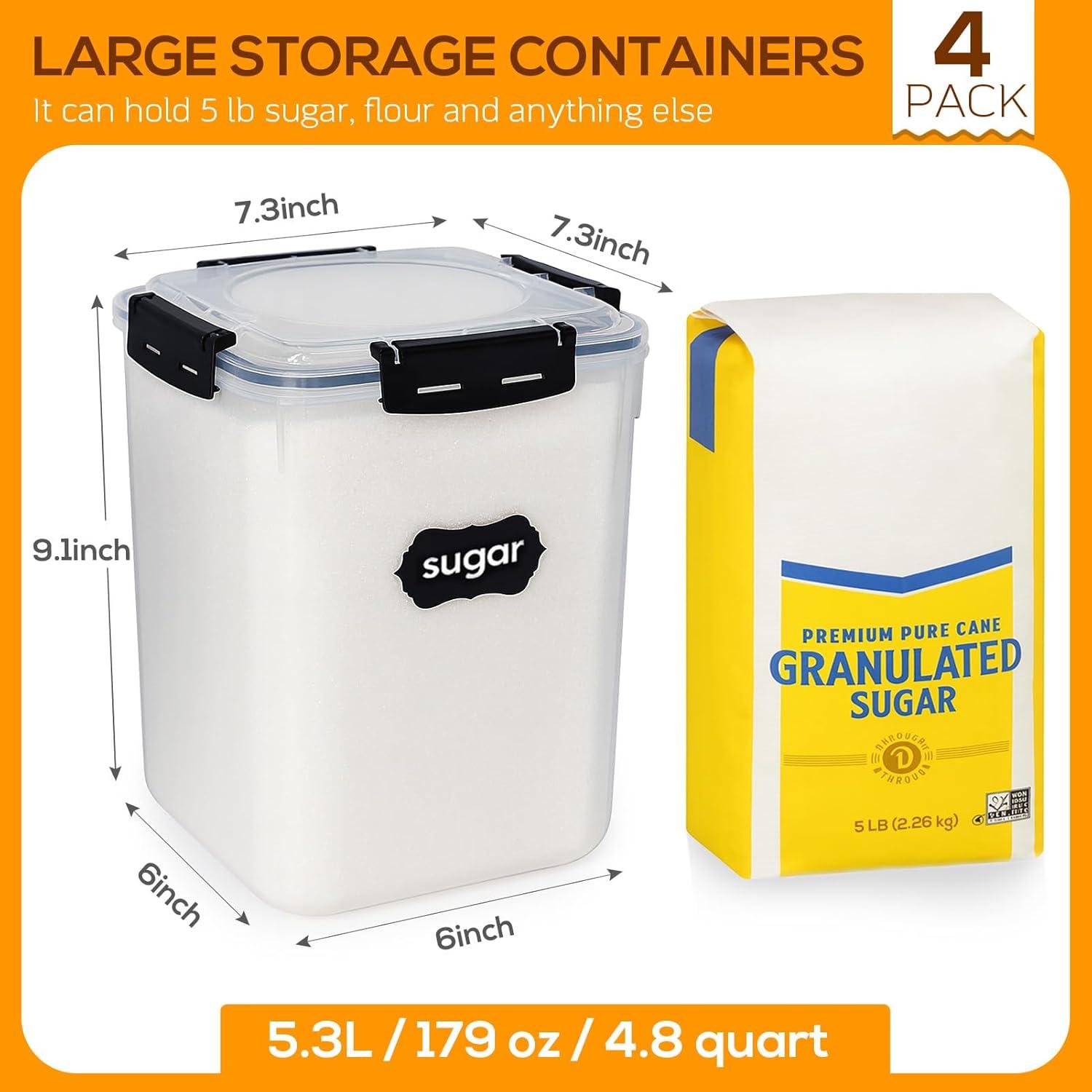 Juego de 4 Contenedores de Almacenamiento de Alimentos 5.3L