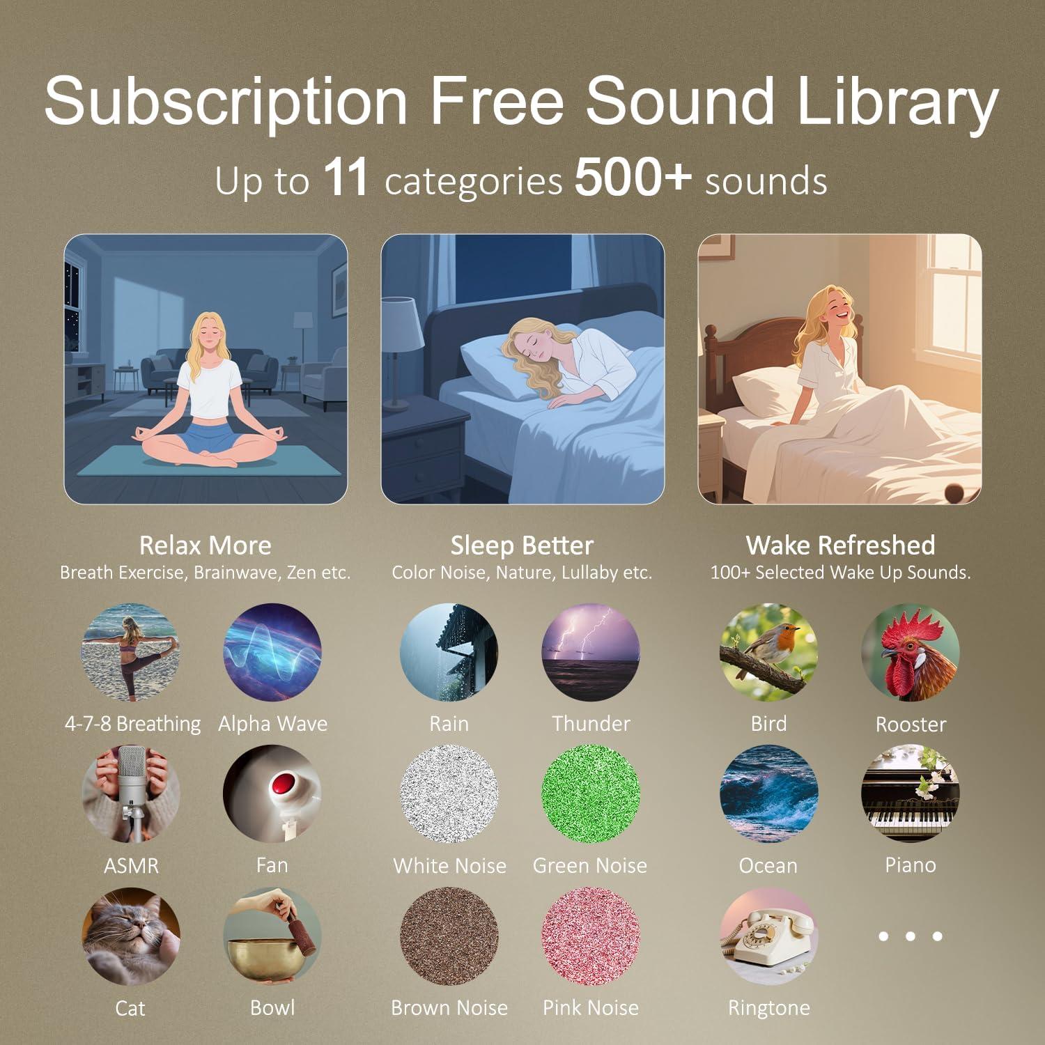 Reloj Despertador Hotmoon Luna Pro con 507 Sonidos y Luz