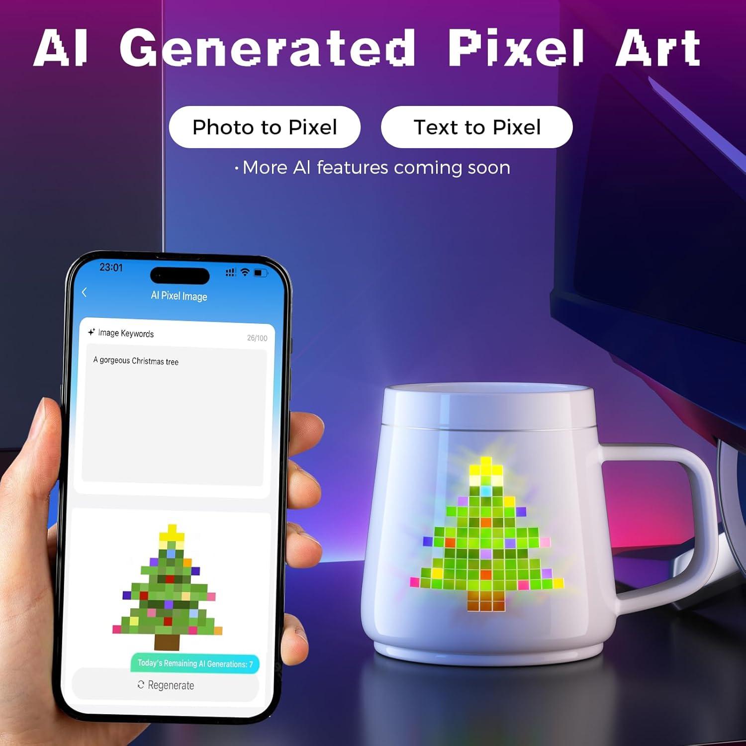 Taza Inteligente PixelMug P1 con Pantalla LED y Control App