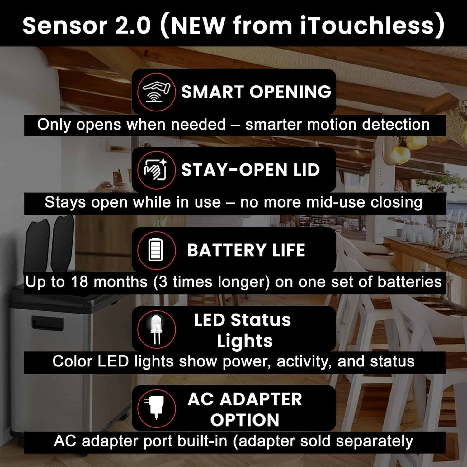 Basurero Automático iTouchless 16 Galones Doble Compartimento