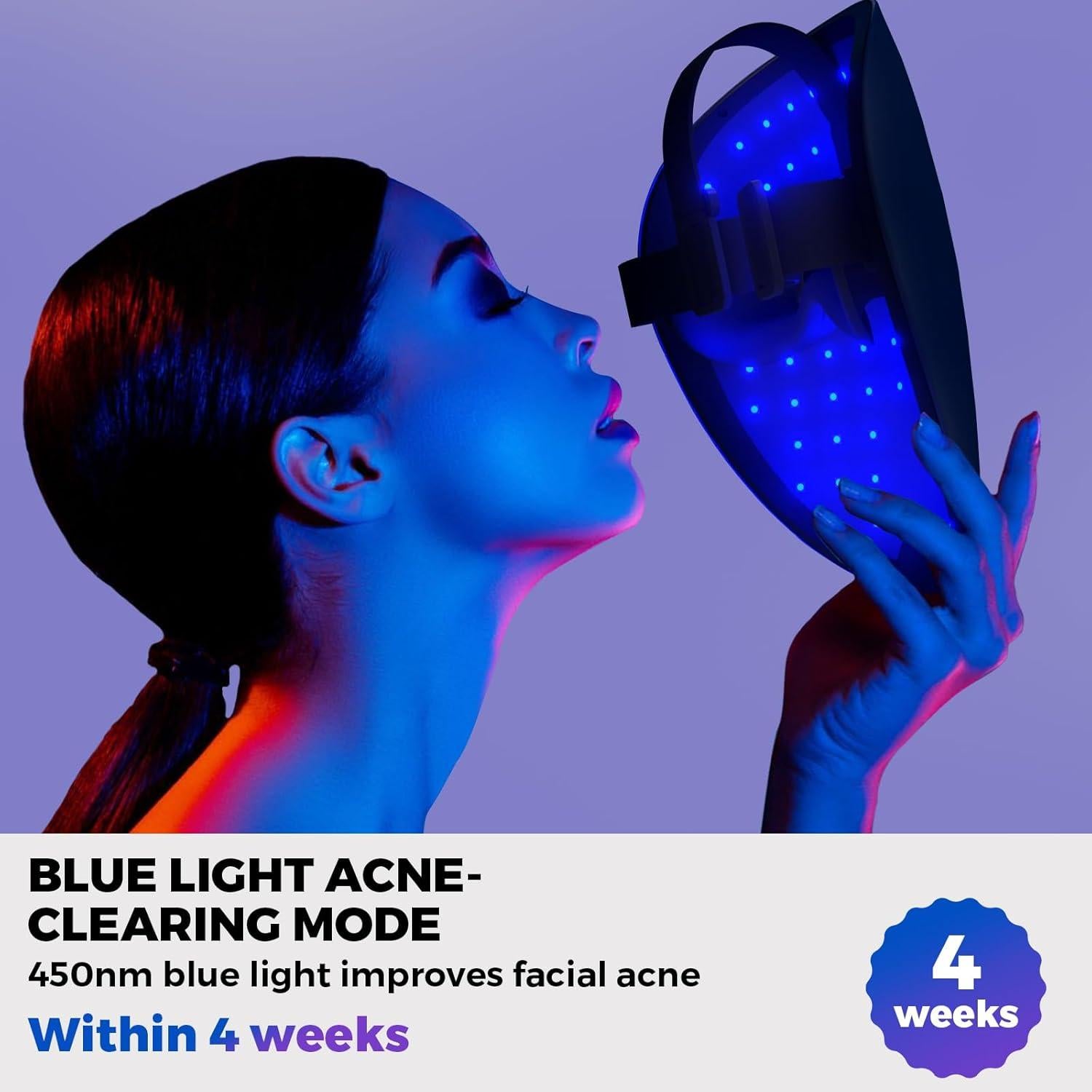 Máscara Facial LED 3D QuasarMD con Luz Roja y Azul para Piel Radiante
