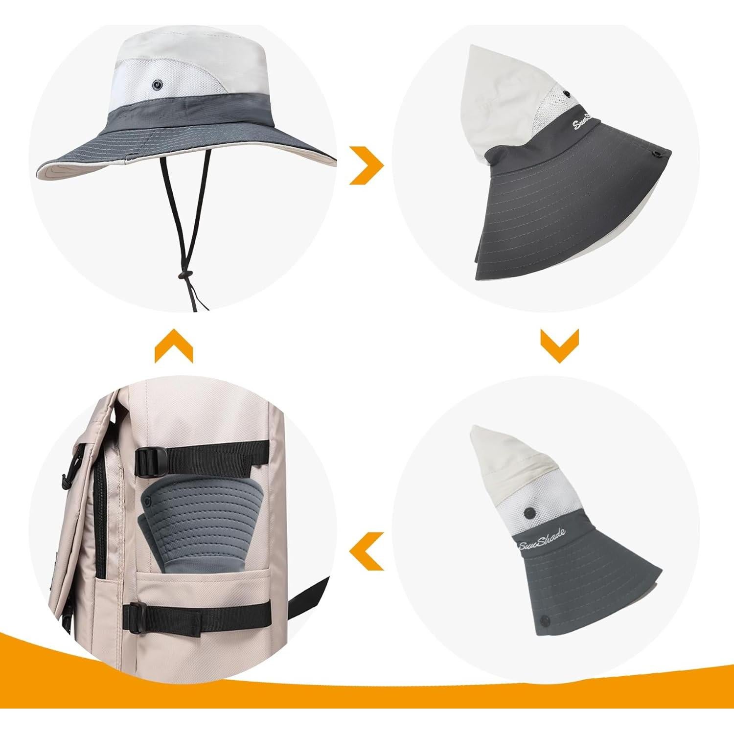 Sombrero de Cubo PFFY UV 50+ para Hombre y Mujer - Rosa/Gris