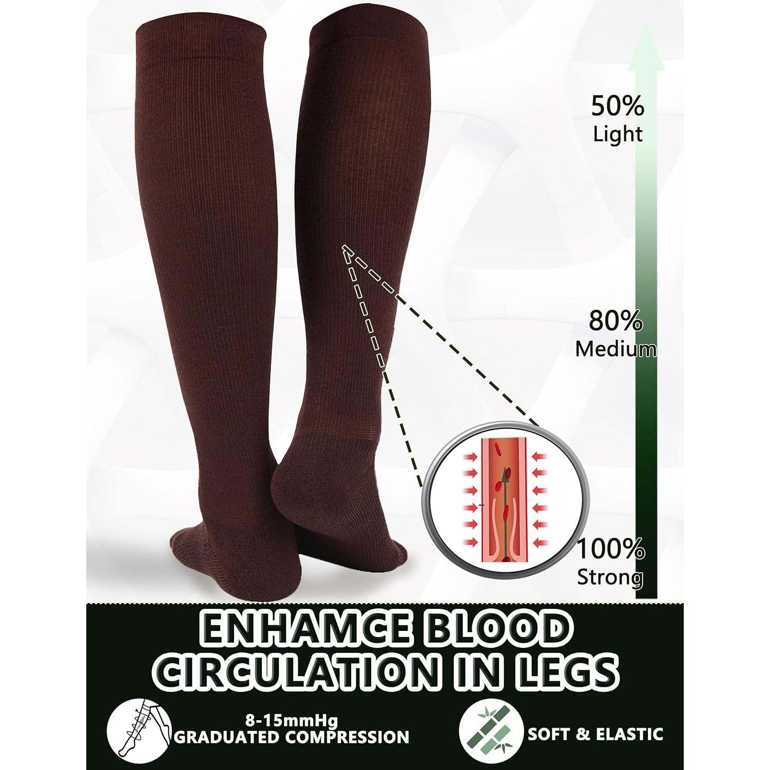 Calcetines de Compresión +MD para Mujeres y Hombres 3 Pares 15-20mmHg