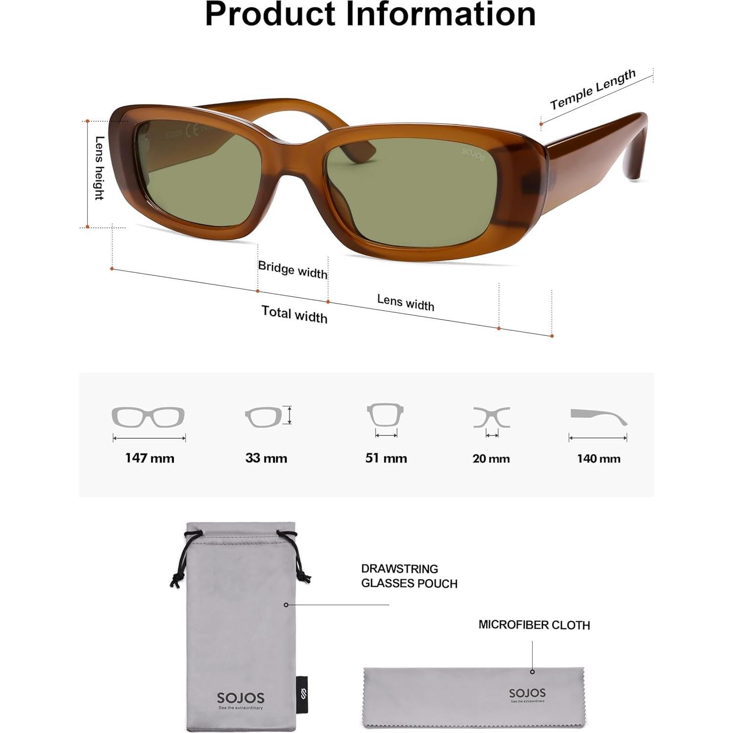 Gafas de sol polarizadas SOJOS SJ2375 rectangulares UV400