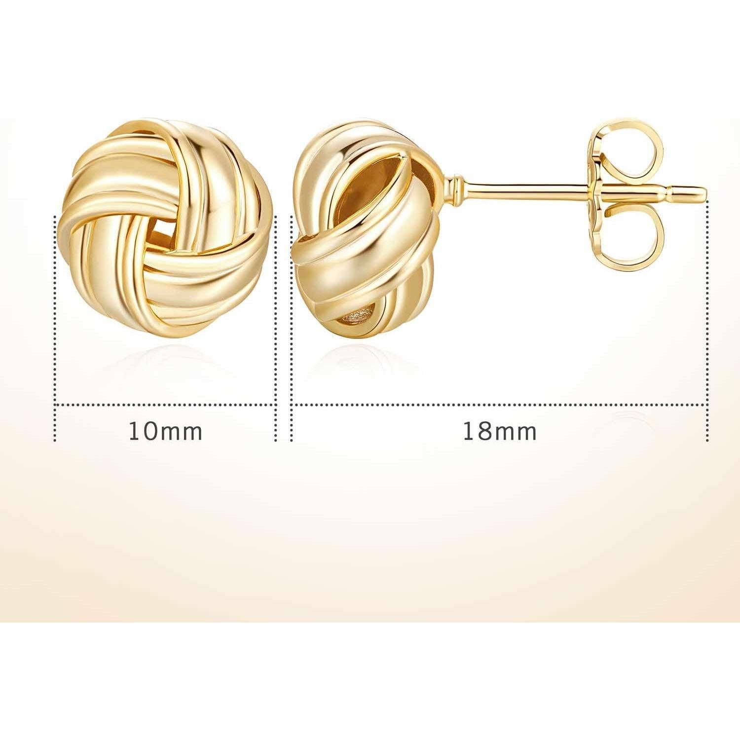 Pendientes de Stud de Oro 14K para Mujeres Nudo Redondo