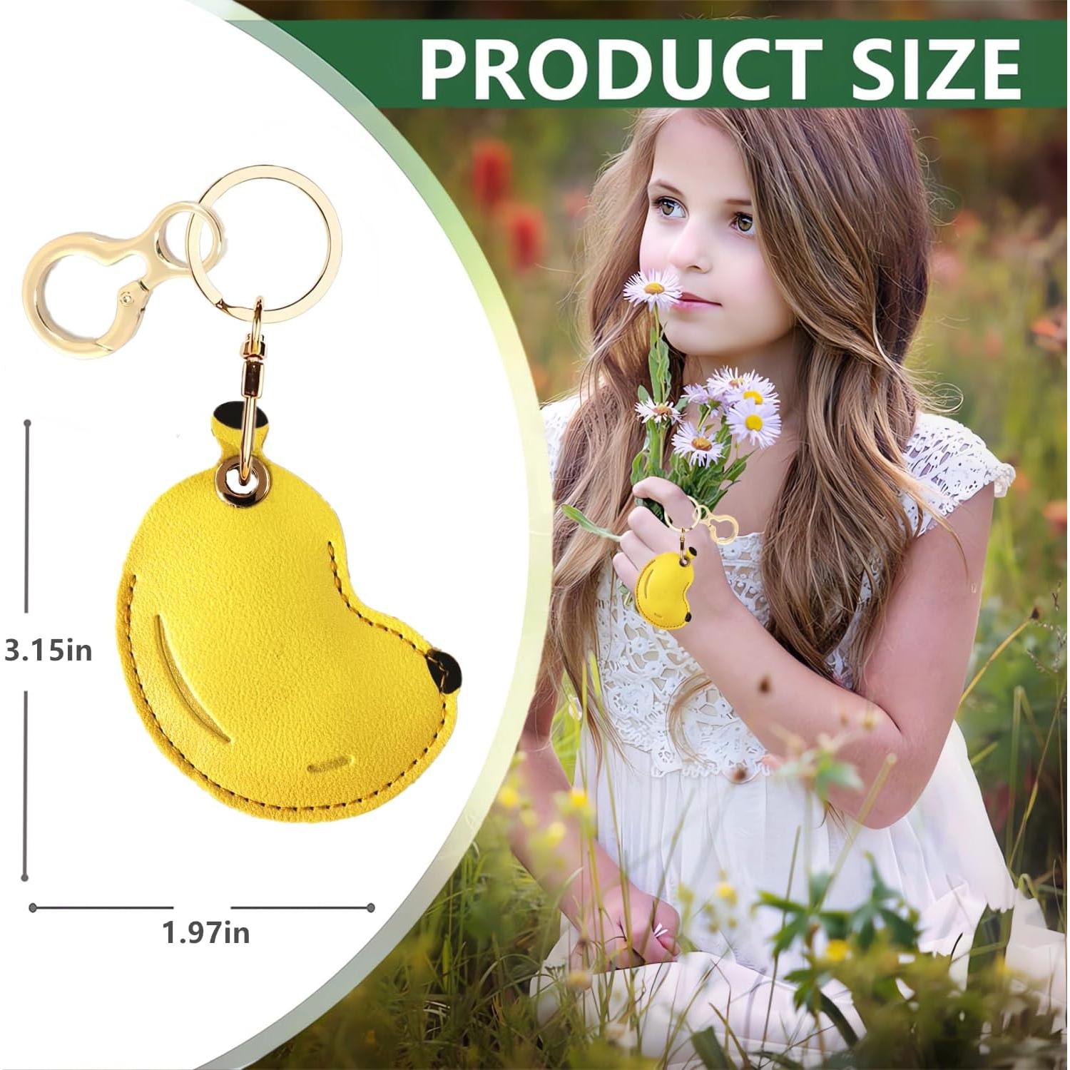 Funda de llavero de cuero BORKUANA para AirTag Banana