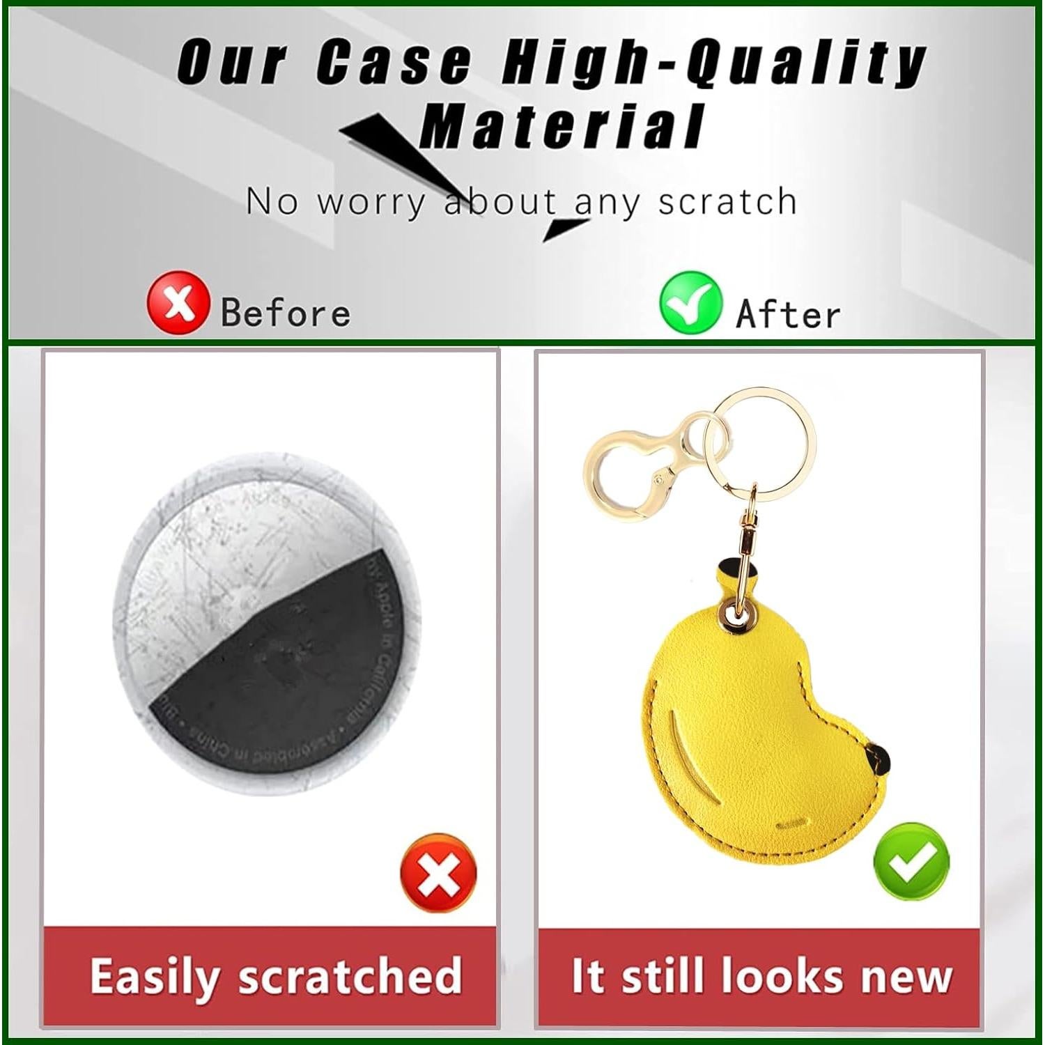 Funda de llavero de cuero BORKUANA para AirTag Banana