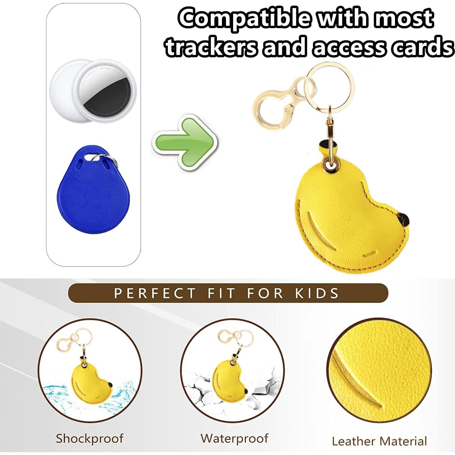 Funda de llavero de cuero BORKUANA para AirTag Banana