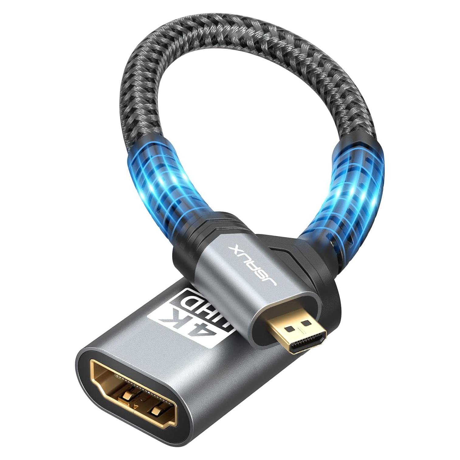 Adaptador Micro HDMI a HDMI JSAUX 4K 60Hz Gris