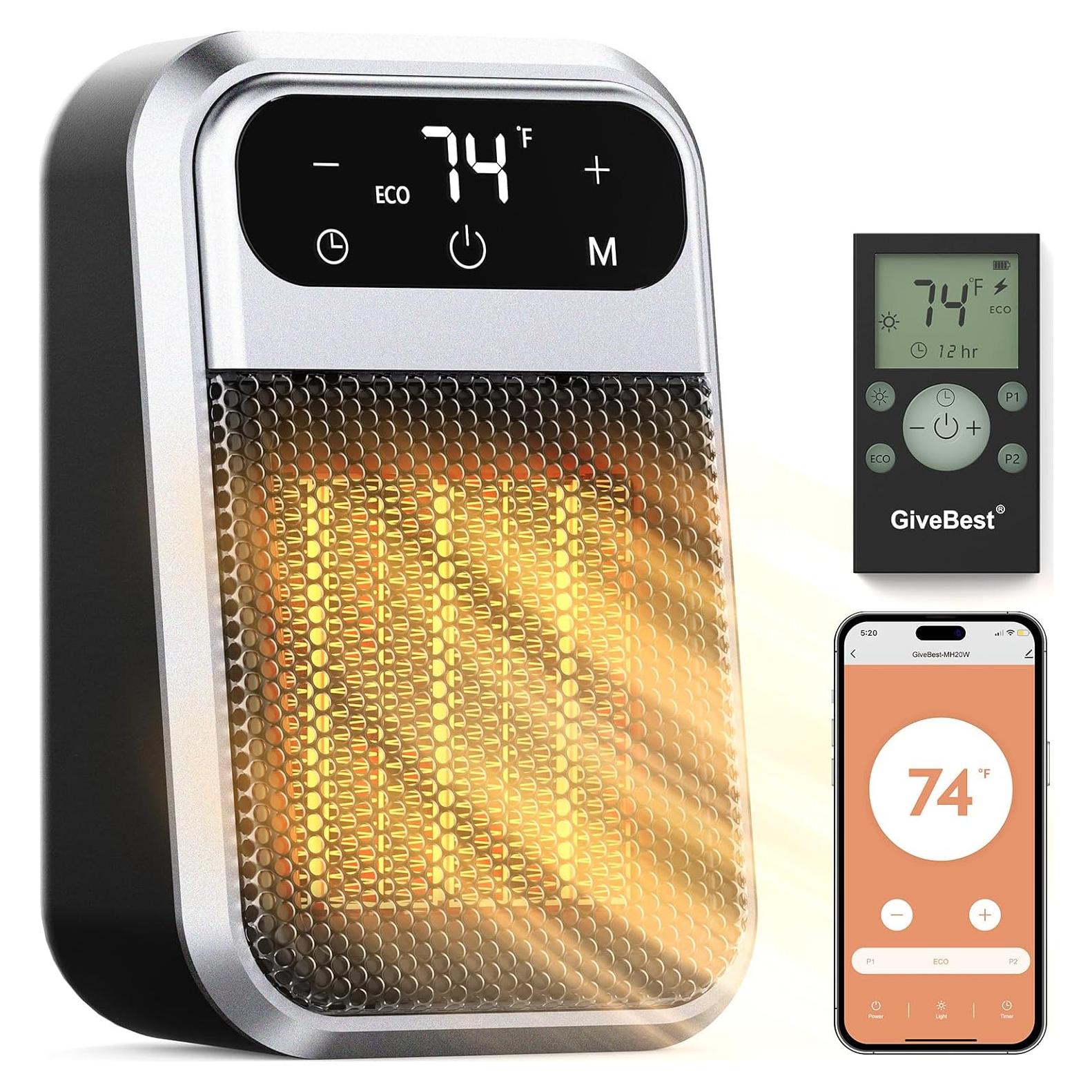 Calefactor Eléctrico de Pared GiveBest 800W con Control Remoto