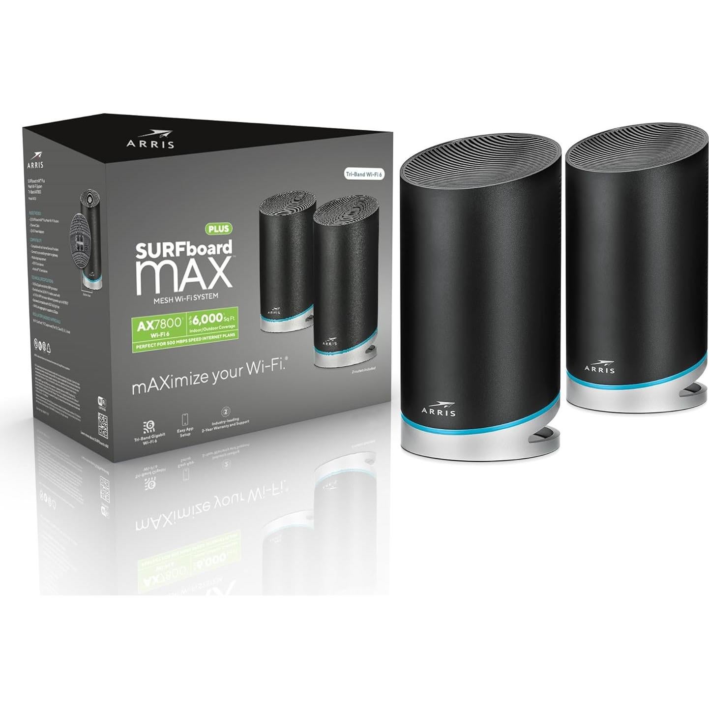 ARRIS Surfboard mAX W130 Mesh WiFi 6 7800 Mbps 6000 m²