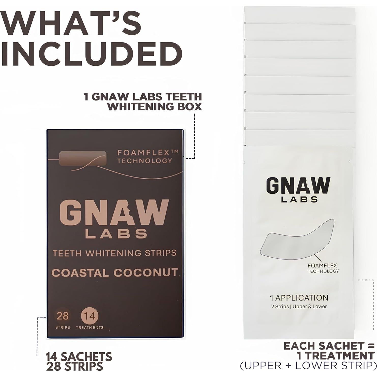 Tiras Blanqueadoras de Dientes GNAW LABS - 14 Tratamientos con Peróxido