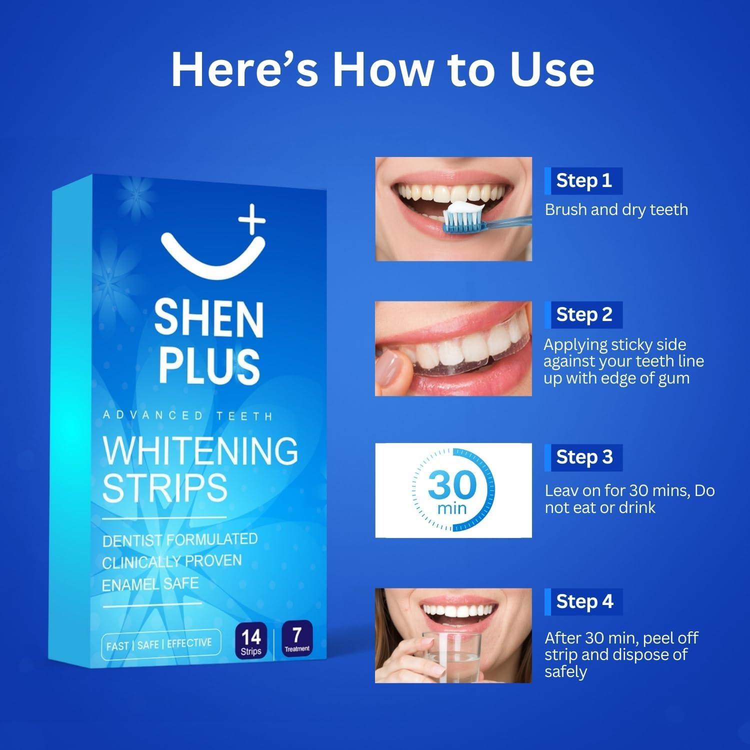Tiras Blanqueadoras de Dientes Shen Plus - 14 Tiras Naturales