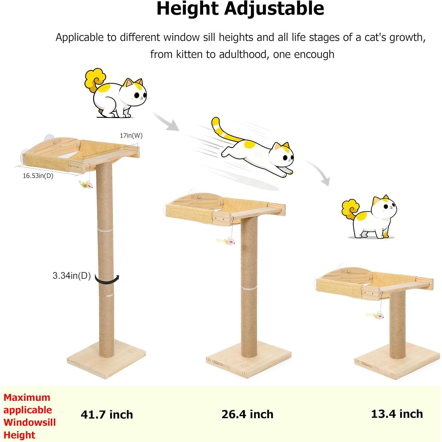 Perchera de Ventana para Gatos Caloreduce 116.84 cm con Rascador