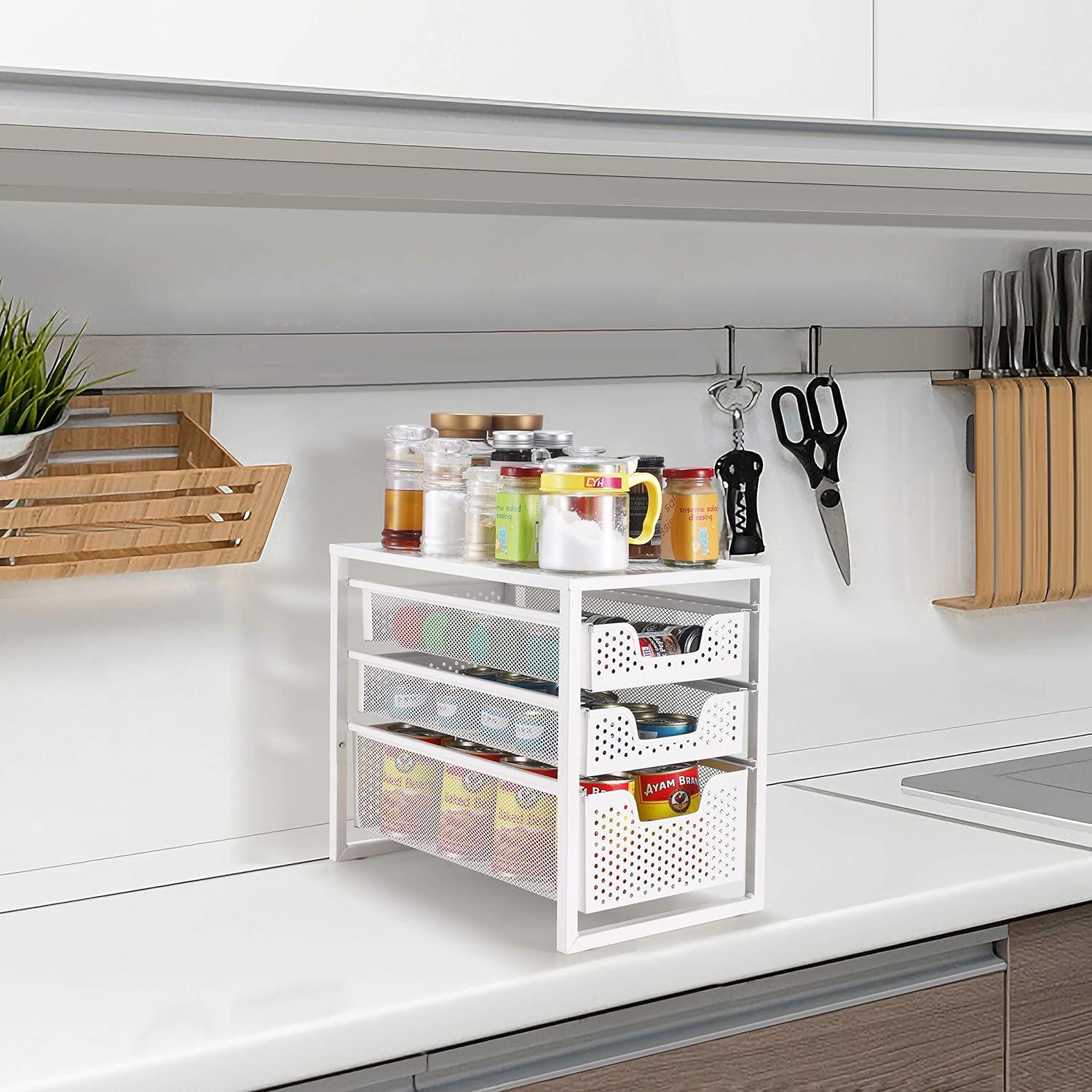 Organizador de Gabinete Bajo Fregadero Simple Trending 3 Niveles Blanco